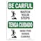 Signmission OSHA, Watch Your Step W/ Symbol Bilingual, 24in X 18in Rigid Plastic, OS-BC-P-1824-L-10066 OS-BC-P-1824-L-10066 - alternate 1